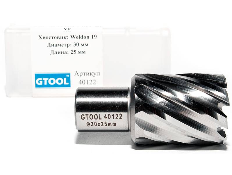 фото Корончатое сверло по металлу GTOOL G-Cut XE Weldon19, глубина 25/30мм, диаметр 30мм