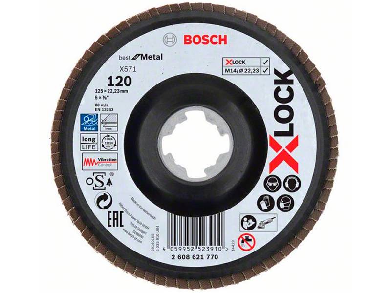 фото Лепестковый круг Bosch X-LOCK X571 Best for Metal, d125, зерно Р120