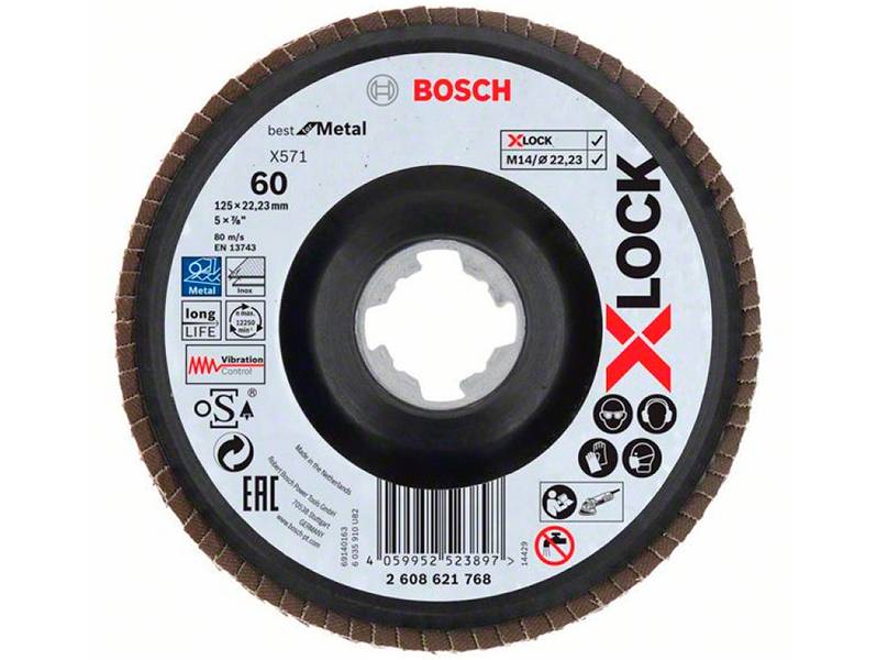 фото Лепестковый круг Bosch X-LOCK X571 Best for Metal, d125, зерно Р60