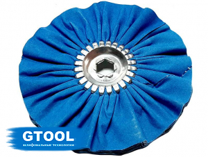 фото Круг полировальный GTOOL хлопчатобумажный, средней жесткости, синий, d150*10*19мм, уп-ка 3шт